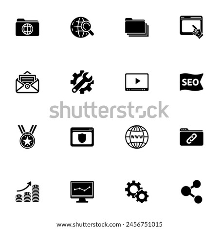 Seo icon - Expand to any size - Change to any colour. Perfect Flat Vector Contains such Icons as search, computer, internet, optimization, website, mail, globe, link, reference, target, performance