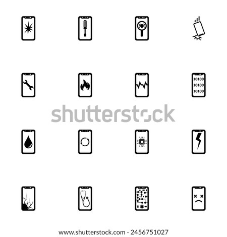 Smartphone Repair icon - Expand to any size - Change to any colour. Perfect Flat Vector Contains such Icons as crack phone, broken screen, refactoring, fix display, overheating gadget, refurbished