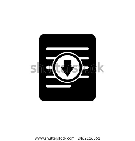 Download File, Document with Arrow flat vector icon. Simple solid symbol isolated on white background. Download File, Document with Arrow sign design template for web and mobile UI element