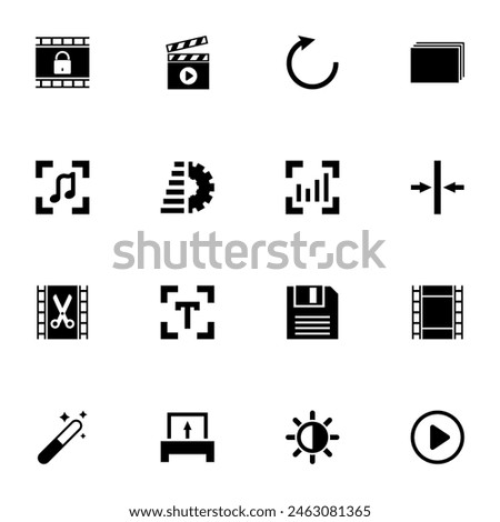 Video Editing icon - Expand to any size - Change to any colour. Perfect Flat Vector Contains such Icons as film, movie, editor, clip, multimedia, camera, clapper, magic, music, photography, player