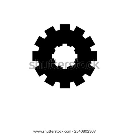 Clock Gear Wheels, Wheel Train Solid Flat Vector Icon Isolated on White Background.