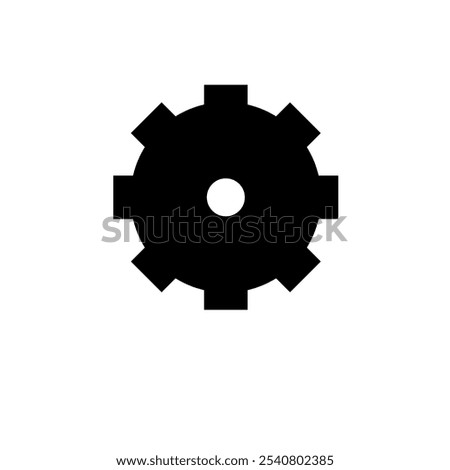 Machine Gear, Machinery Mechanism Solid Flat Vector Icon Isolated on White Background.