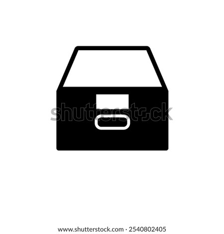 Folder Archive, Cabinet Drawer Solid Flat Vector Icon Isolated on White Background.