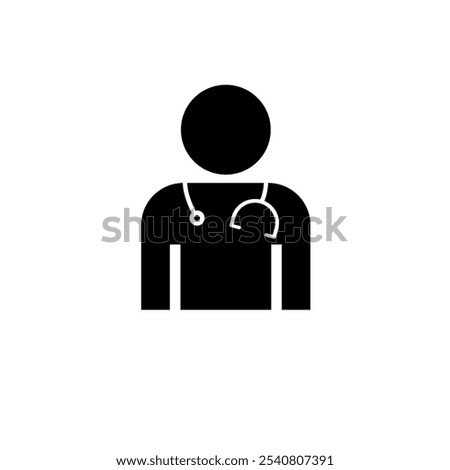 Medical Doctor, Physician with Stethoscope Solid Flat Vector Icon Isolated on White Background.