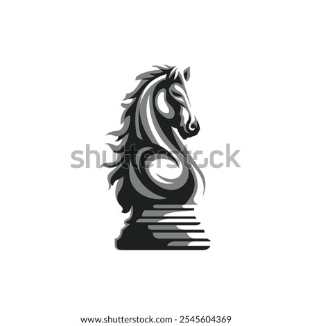 Horse Chess negative space logo design