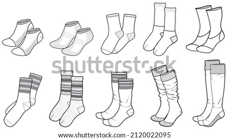 flat sketch set of unisex socks vector illustration Foto stock © 