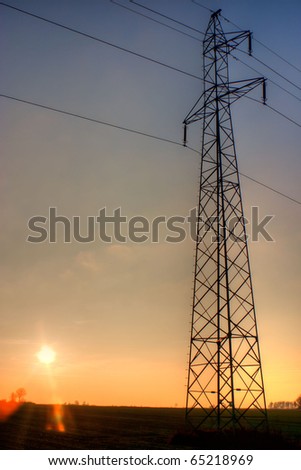 Color wires on a sky of distribution of an electricity