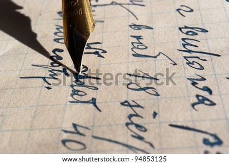 Fountain golden Pen isolated Isolated on color bacground