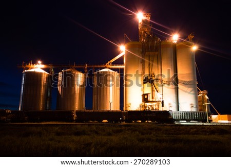 industrial building, industrial factory at night