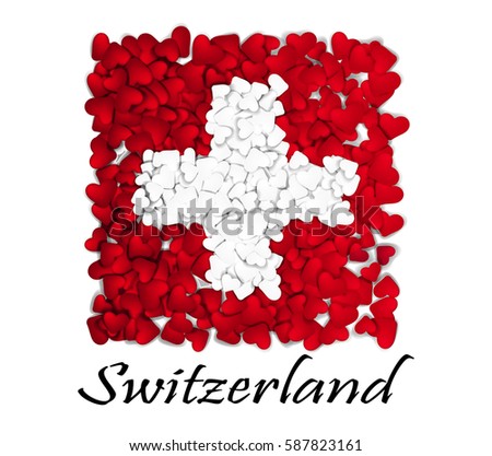 Flag Love Switzerland. Flag Heart Glossy. With love from Switzerland. Made in Switzerland. Switzerland national independence day. Sport team flag. Bern flag