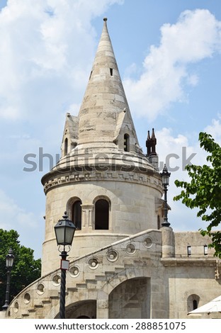 Tower of the Fisherman\'s bastion, Budapest, Hungary