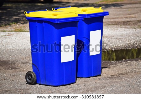 Wheeled garbage cans on the street