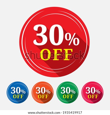 Special offer sale tag isolated with 30% in white background. 30% off discount tag, label, symbol, sticker  for advertising campaign in retail on shopping day.