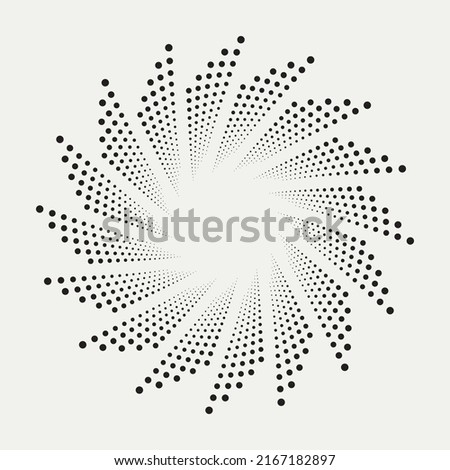 Circle halftone spiral background. dots abstract concentric circle. spiral, swirl, twirl element. Circular and radial dots helix. Segmented circle with rotation.