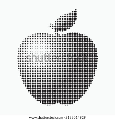 Halftone apple. Dotted apple icon. Vector halftone design element.