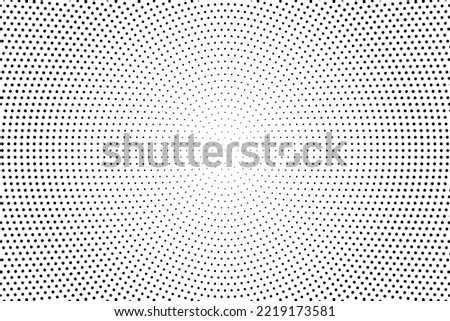 Monochrome Dots Background. Fade Texture. Vintage Pop-art Backdrop. Grunge Black and White Overlay. Vector illustration