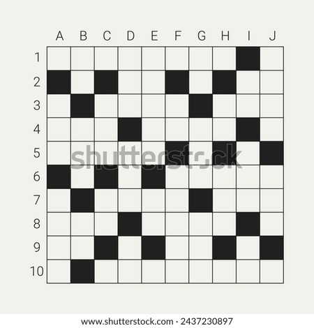 Crossword puzzle vector. Square puzzle illustration. 10 x 10 crossword with empty boxes to insert appropriate words for a clear message