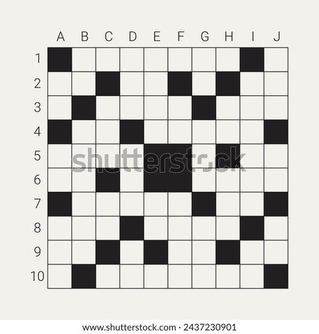 Crossword puzzle vector. Square puzzle illustration. 10 x 10 crossword with empty boxes to insert appropriate words for a clear message