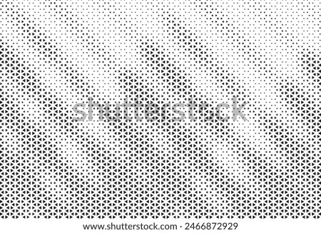 Triangular halftone background. Vector geometric technology abstract background. Halftone triangles retro pattern. Minimal 80s style dynamic tech geometric pattern. 