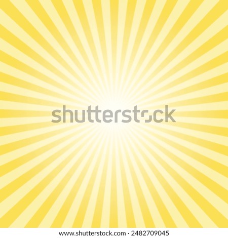 Light Gold and Light Tan sun rays Retro vintage style on yellow background, Sunburst Pattern Background. Rays. Summer Banner Vector illustration