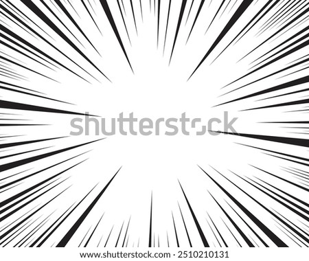 Manga speed lines, comic anime radial effect background. Manga explosion, motion or movement action for comic book, burst flash rays frame for superhero bang effect backdrop.