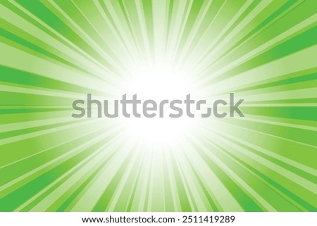 Abstract glowing green sunburst background. Kelly green glow effect sunburst background for presentation,  banner, poster, flyer, sales. Modern pop art poster for summer and spring.