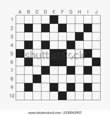 Crossword puzzle vector. Square puzzle illustration. 10 x 10 crossword with empty boxes to insert appropriate words for a clear message