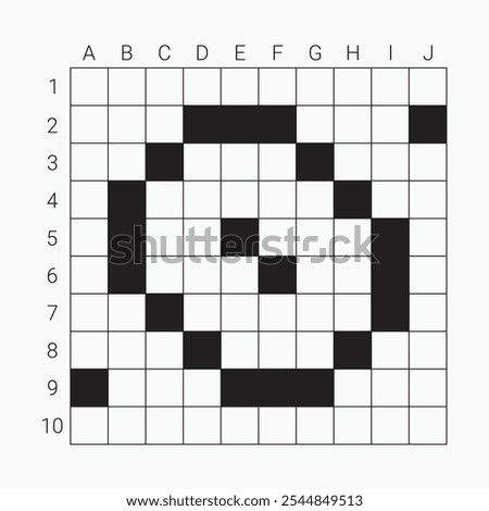 10x10 crossword puzzle vector template. 10x10 grid empty squares for making crossword puzzle.  