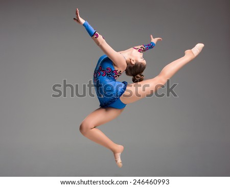 Similar – Image, Stock Photo Flexible acrobatic girl sitting on bed