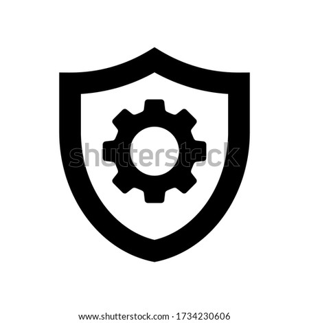 shield with gear icon symbol vector on white background