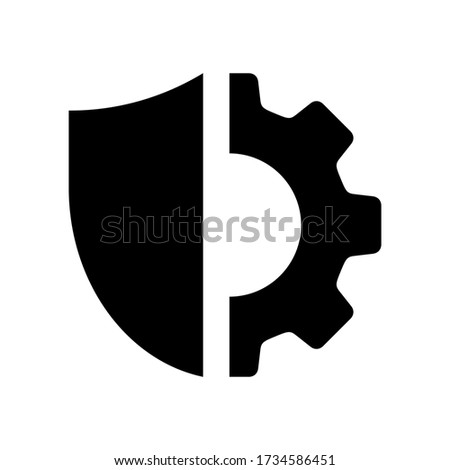 shield with gear icon symbol vector on white background