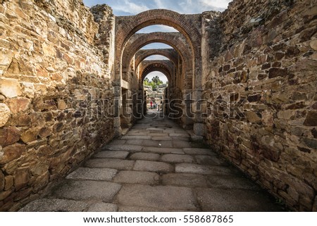 Roman amphitheatre in Merida (Spain) built in the 8th century b.c. Foto stock © 