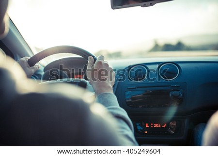 Similar – Image, Stock Photo Man driving from behind