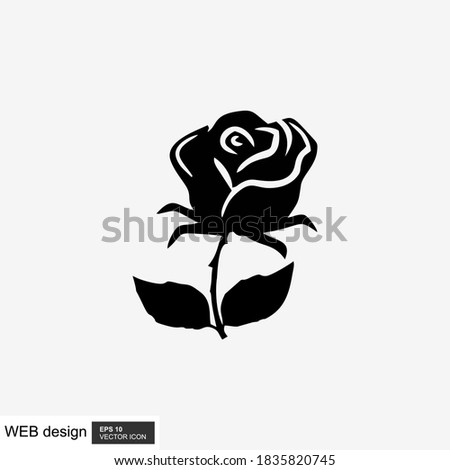 Illustration of rose icon from an isolated sign symbol. High quality black style vector icon.