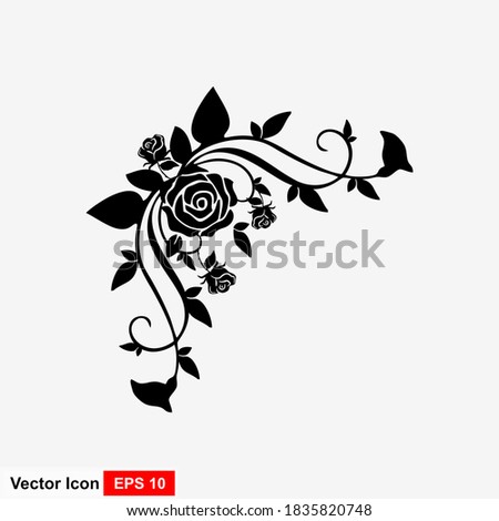 Illustration of rose icon from an isolated sign symbol. High quality black style vector icon.