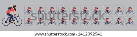 Animation of Cycling. Cycle riding animation . Sprite sheet of Cycling. Animation for game or cartoon. Frame by frame animation. - Vector