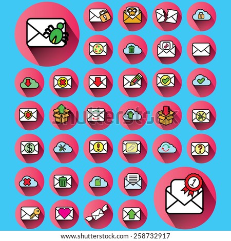 envelope icons in pink color circle