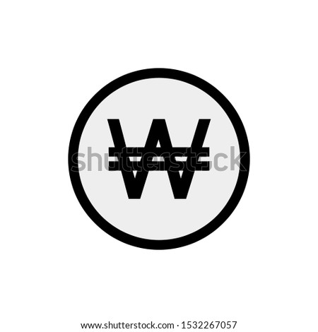 Korean Won icon isolated on white background. Korean Won icon trendy and modern. Korean Won cashier. Icon isolated sign symbol and flat style for app, web and digital design. Vector illustration.