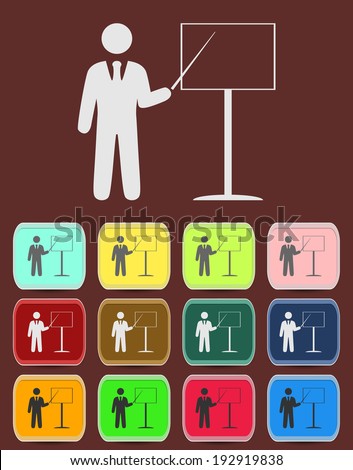people - man, person with a pointer and board icon vector