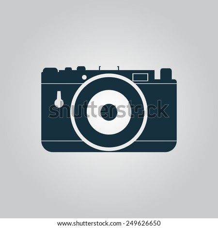 Photo camera. Flat web icon, sign or button isolated on grey background. Collection modern trend concept design style vector illustration symbol
