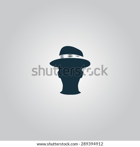 Man head with hat. Flat web icon or sign isolated on grey background. Collection modern trend concept design style illustration symbol