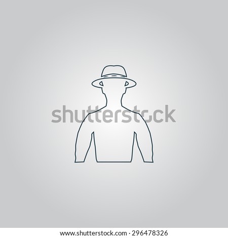Man with broad-brim. Flat web icon or sign isolated on grey background. Collection modern trend concept design style  illustration symbol