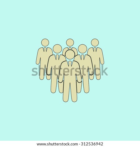Leader standing in front of corporate crowd. Flat simple line icon. Retro color modern illustration pictogram. Collection concept symbol for infographic project and logo