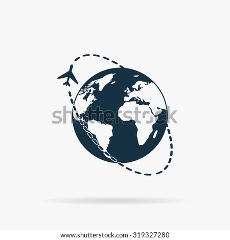 Air travel destination. Flat vector web icon or sign on grey background with shadow. Collection modern trend concept design style illustration symbol