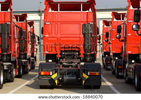 Trucks stand in line
