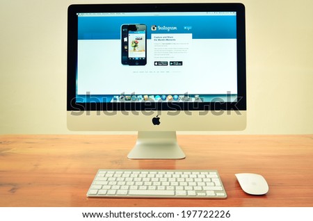 LEEDS - JUNE 9: Apple iMac with Instagram website displayed on screen. Toned Instagram style filter applied. June 9, 2014 in Leeds, UK.