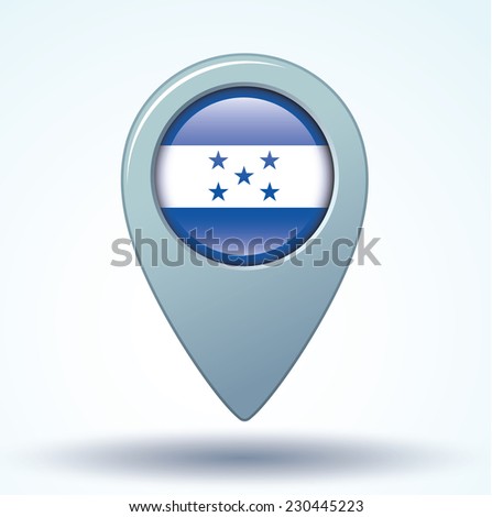 map pointer flag of Honduras, vector illustration