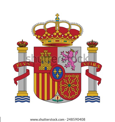 Coat of arms, Flag of Spain, vector illustration