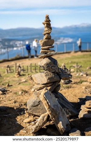 Similar – Image, Stock Photo Viewpoint with stone piles, Vrsic pass and Triglav Mountains