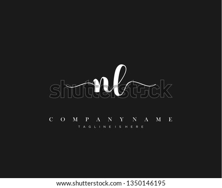 NL initial handwriting logo template with luxury color vector